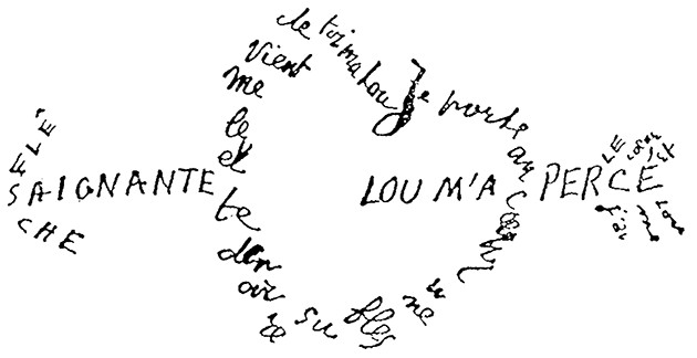 Guillaume_Apollinaire_-_Calligramme_-_Saignante_flèche